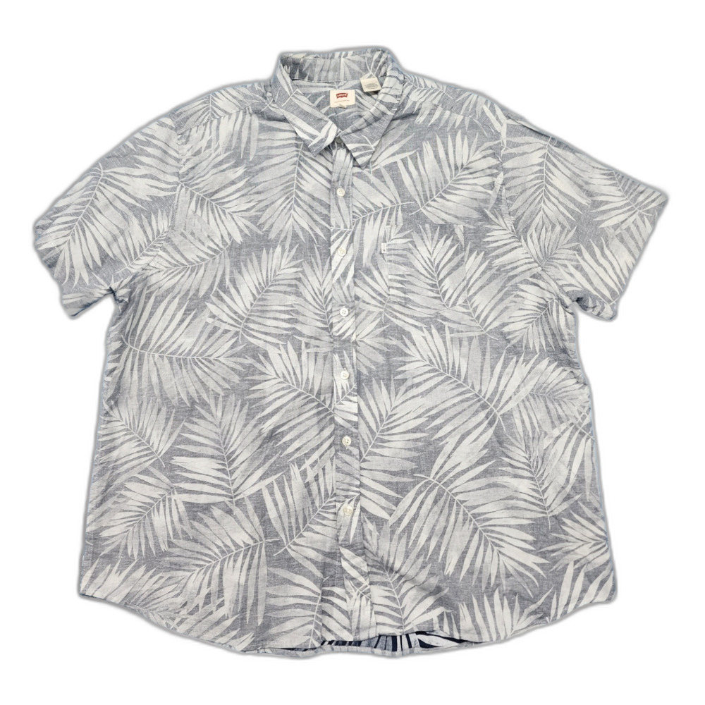 Levi's Men's Hawaiian Shirt Floral Logo Front Pockets Size 2XL (Cotton / Linen)